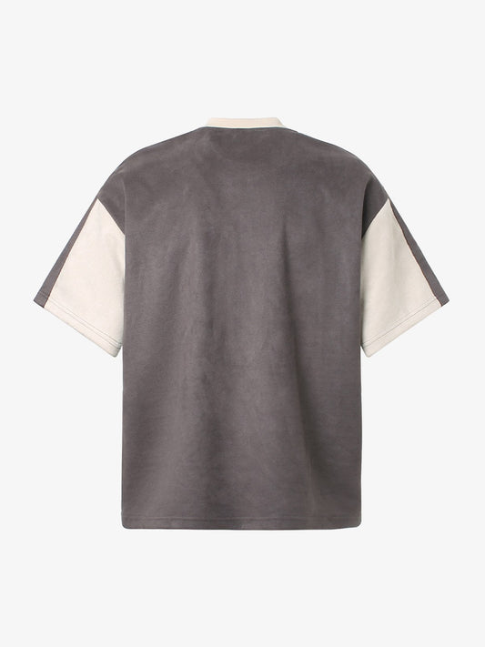 Deconstructed Contrast Color Stitching Printed T-shirt 