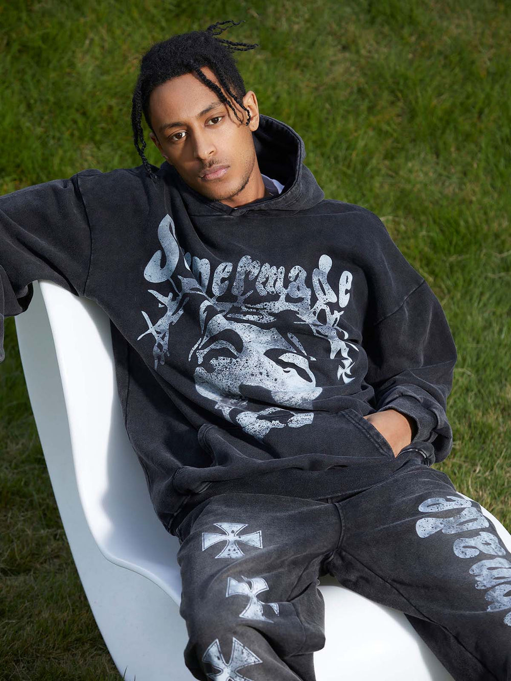 Thesupermade Heavy Washed Jesus Graphic Hoodie - 1973 