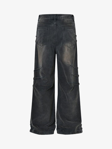 Washed Pleated Straight Jeans - 2263 