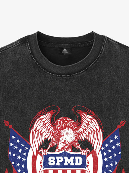 Original Printed Eagle Graphic Stylish Sleeveless Denim Vest 