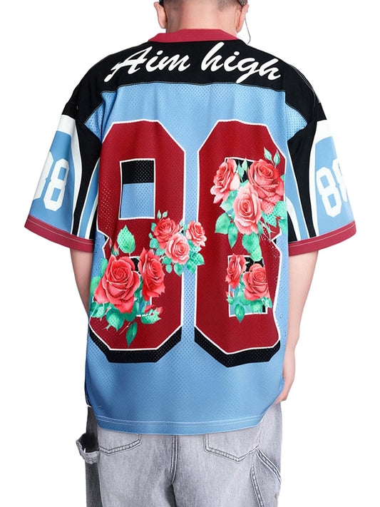 Floral Print Jersey V Neck T-Shirt 