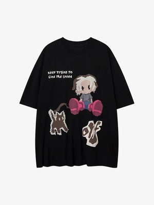 Pixel Art Cartoon Graphic T-Shirt 