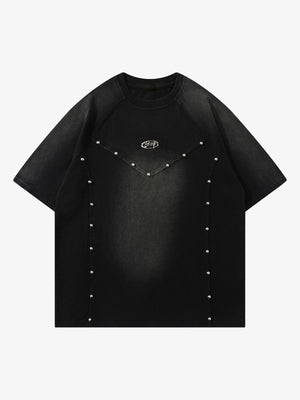 Vintage Washed Stitching Rivets T-shirt 