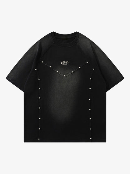 Vintage Washed Stitching Rivets T-shirt 