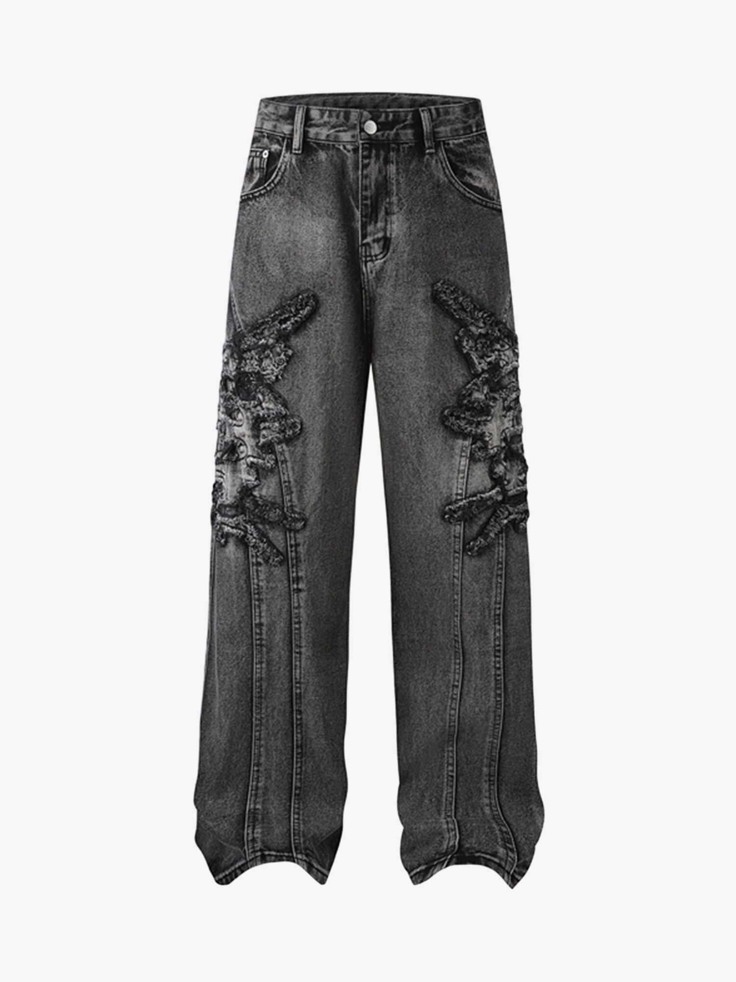 Thesupermade Raw Edge Patch Straight Jeans 