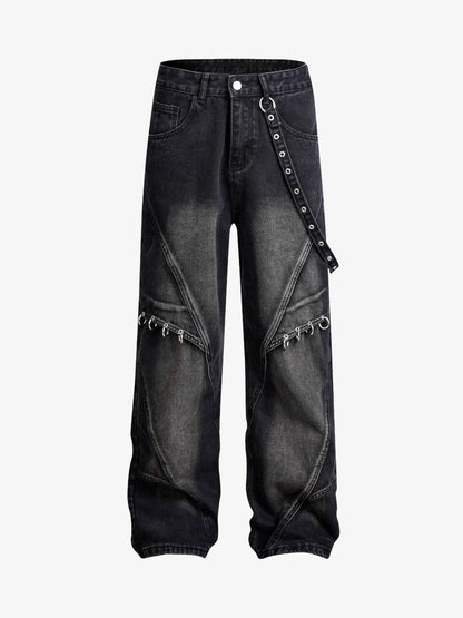 Thesupermade Washed Distressed Baggy Jeans - 2233 