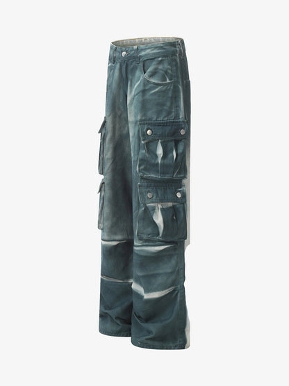 Thesupermade Gradient Dip Dye Wash Multi-Pocket Cargo Jeans - 2276 