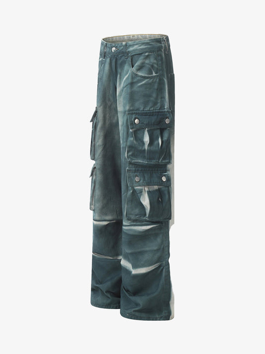 Thesupermade Gradient Dip Dye Wash Multi-Pocket Cargo Jeans - 2276 