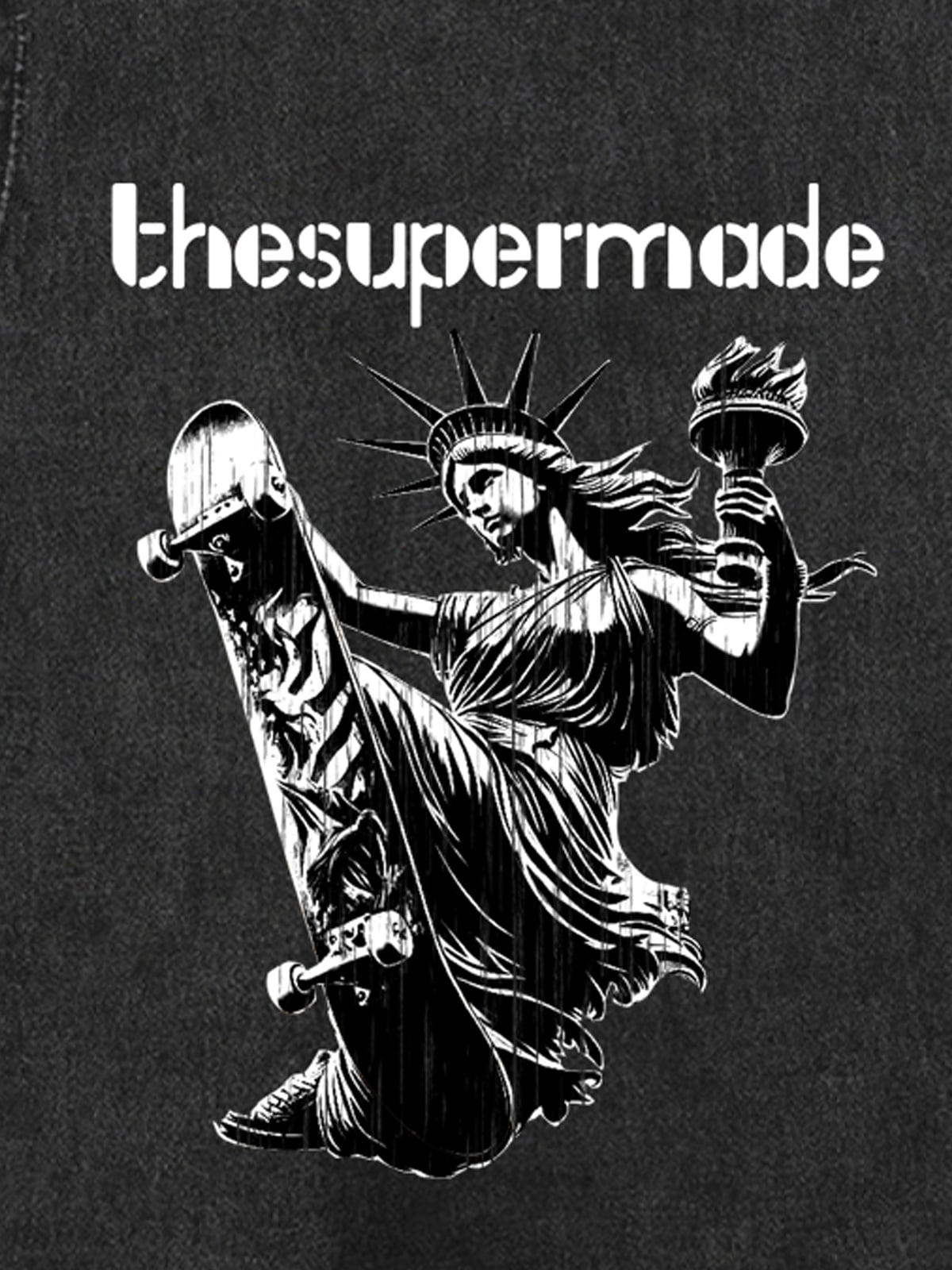 Original Funny Statue of Liberty Print Sleeveless Denim Vest 