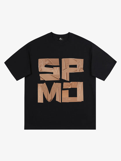 Original Tape Layered Letter Print T-shirt 