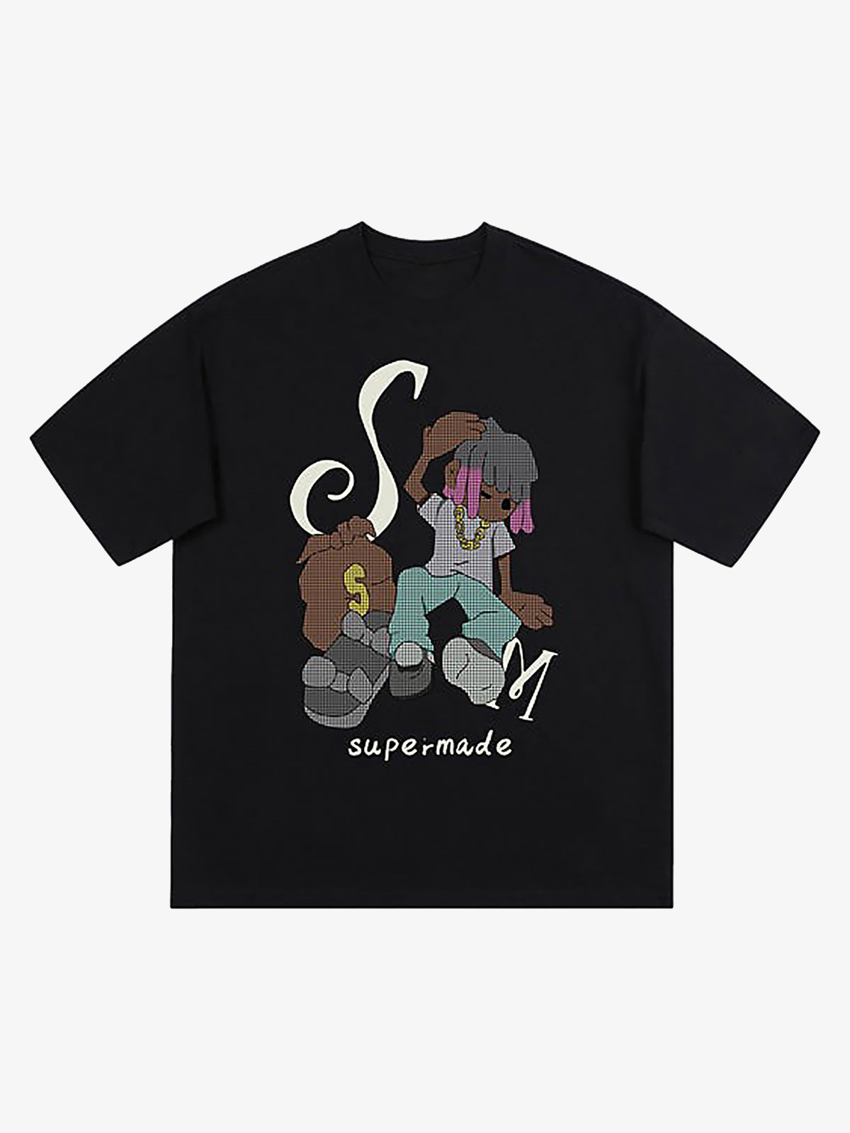Thesupermade Hip Hop Cartoon Character Print T-shirt 