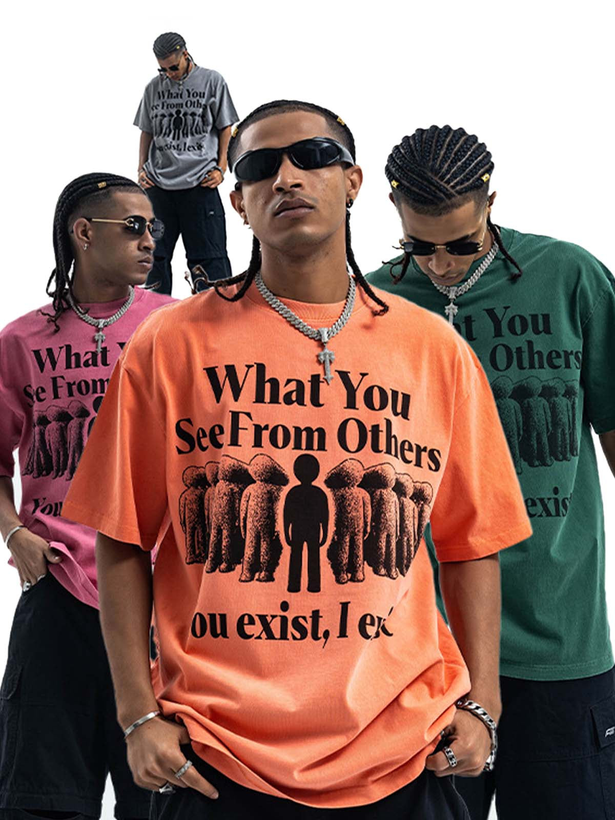Street Retro Portrait Letter Print T-Shirt 