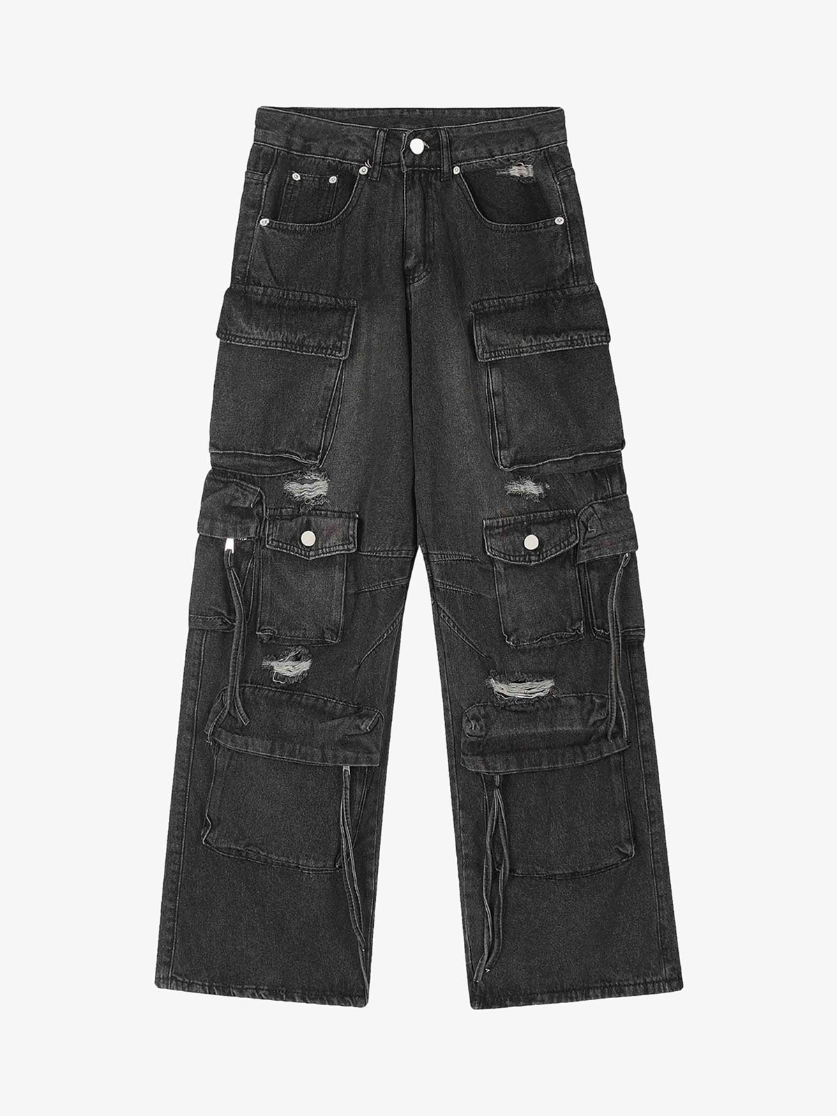 Thesupermade Washed Multi-pocket Work Cargo Jeans - 1830 