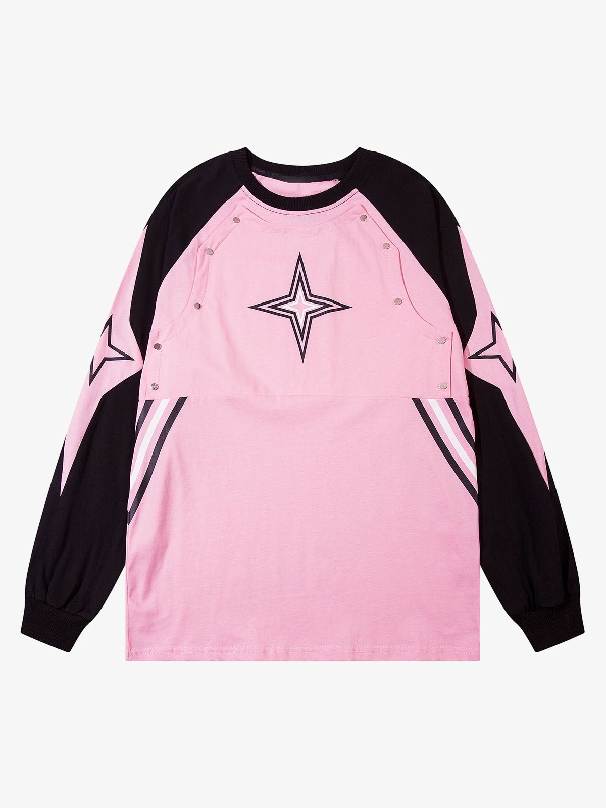 Thesupermade Star Stitched Studded Long Sleeve T-shirt 