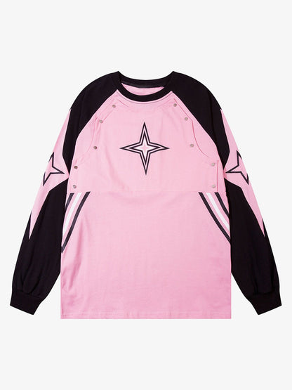Thesupermade Star Stitched Studded Long Sleeve T-shirt 