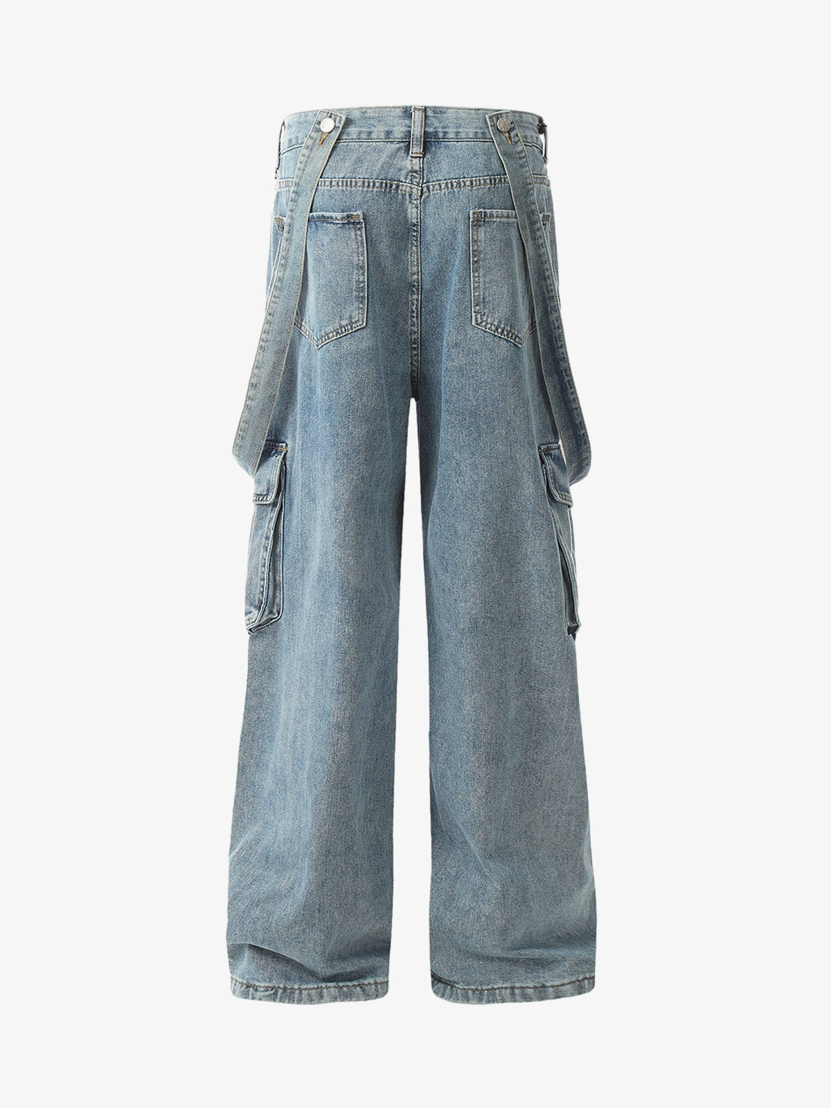Thesupermade Retro Detachable Strap Multi-Pocket Jeans 
