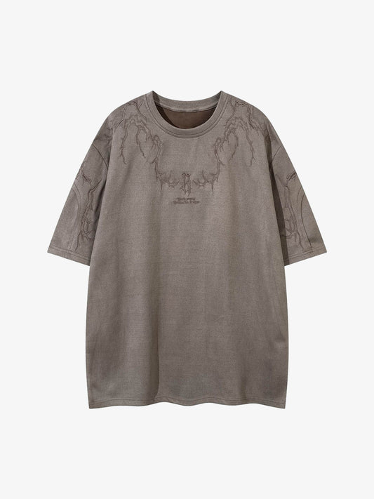 Thorn Embroidery Suede T-Shirt 