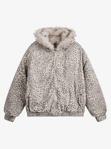 Cotton Cheetah Print Mink Fur Hooded Jacket - 2270 