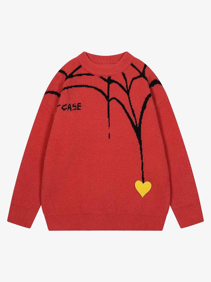 Thesupermade Spider&Heart Knit Crew Neck Sweater - 2323 