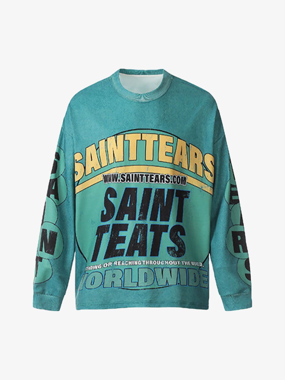 Washed Lettering Print Long Sleeve T-shirt 