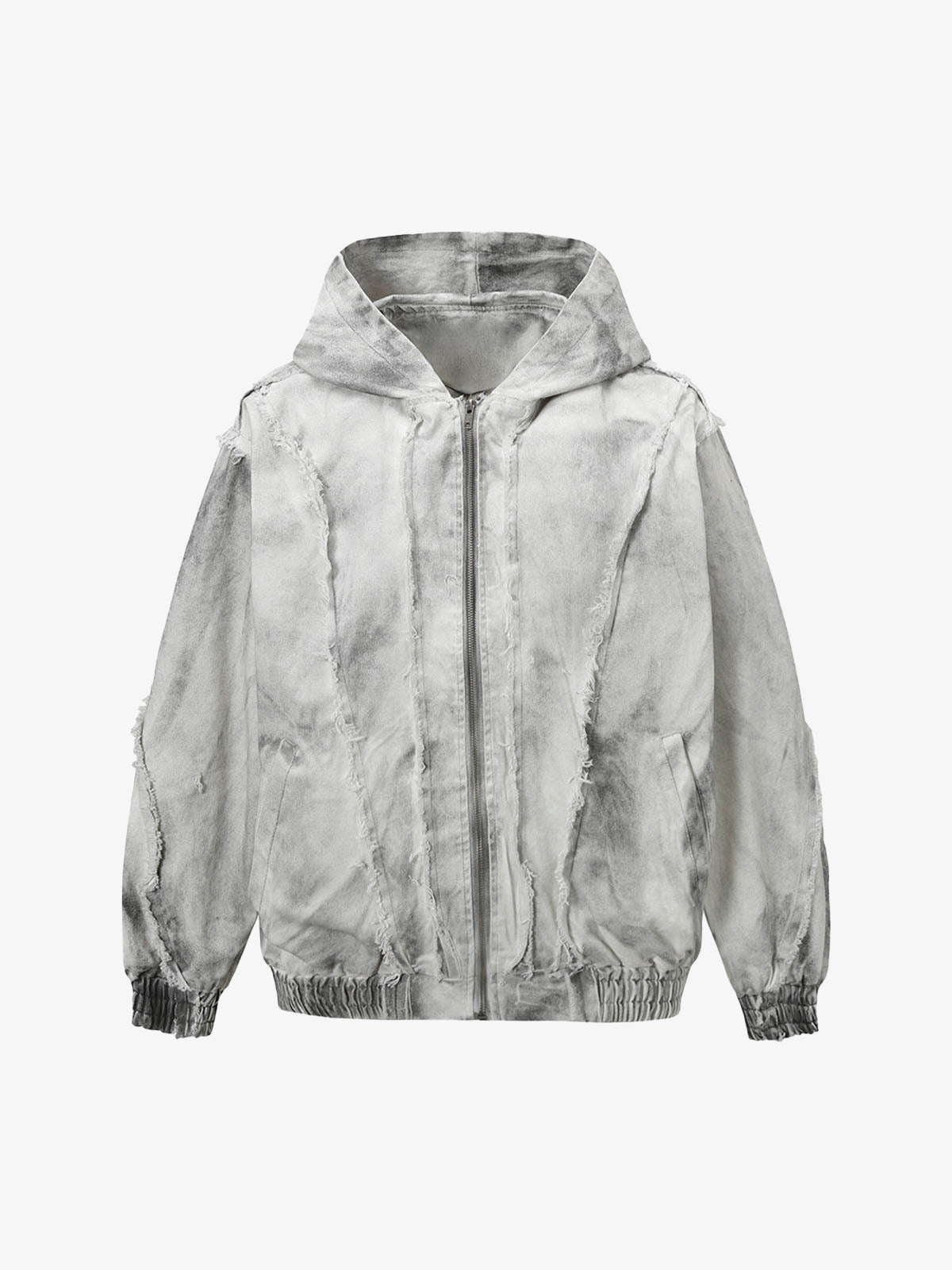 Thesupermade Washed Distressed Fur Hooded Jacket 