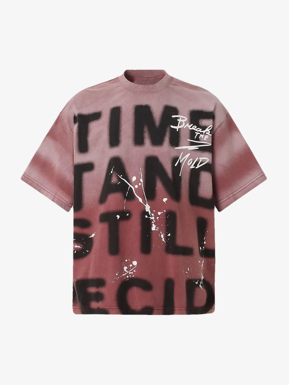 Ink Splash Letter Print T-Shirt - 2414 