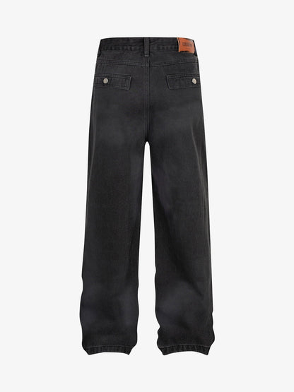 Thesupermade High Street Hip-hop Distressed Washed Work Jeans 