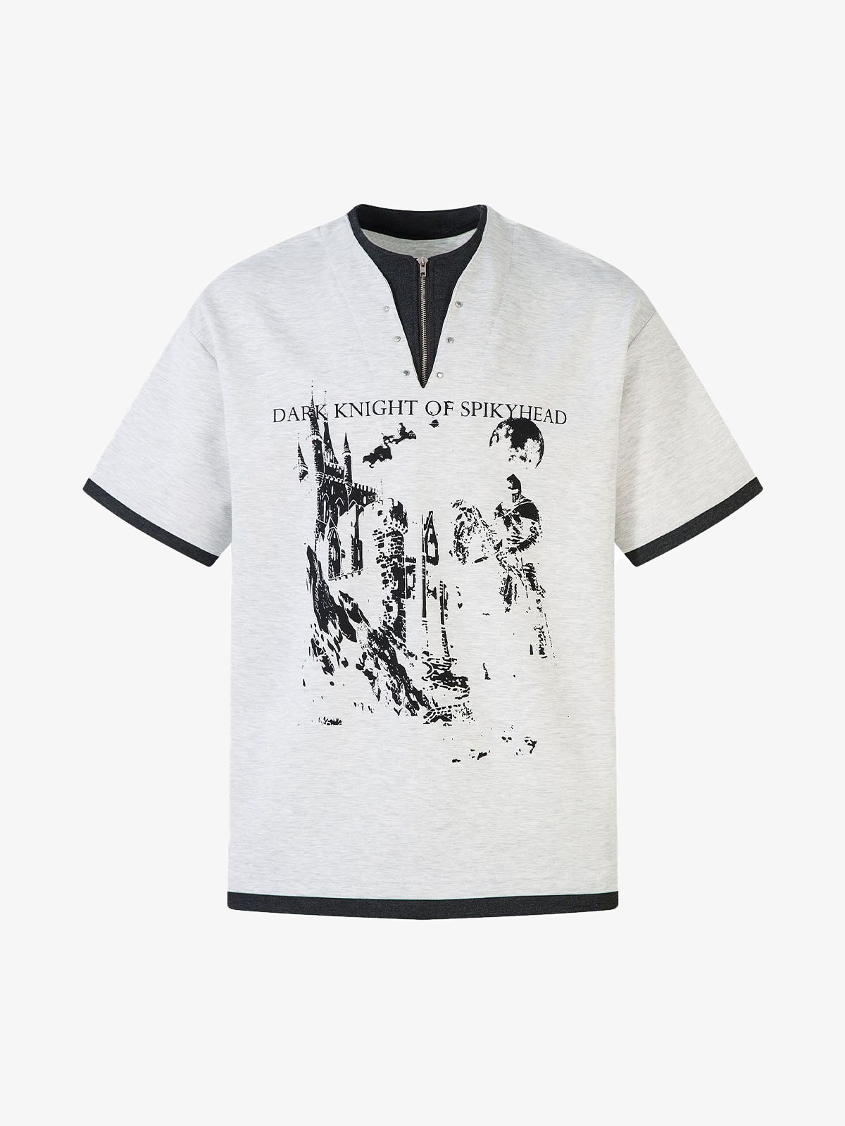 Retro Faux Two-Piece Print T-shirt 