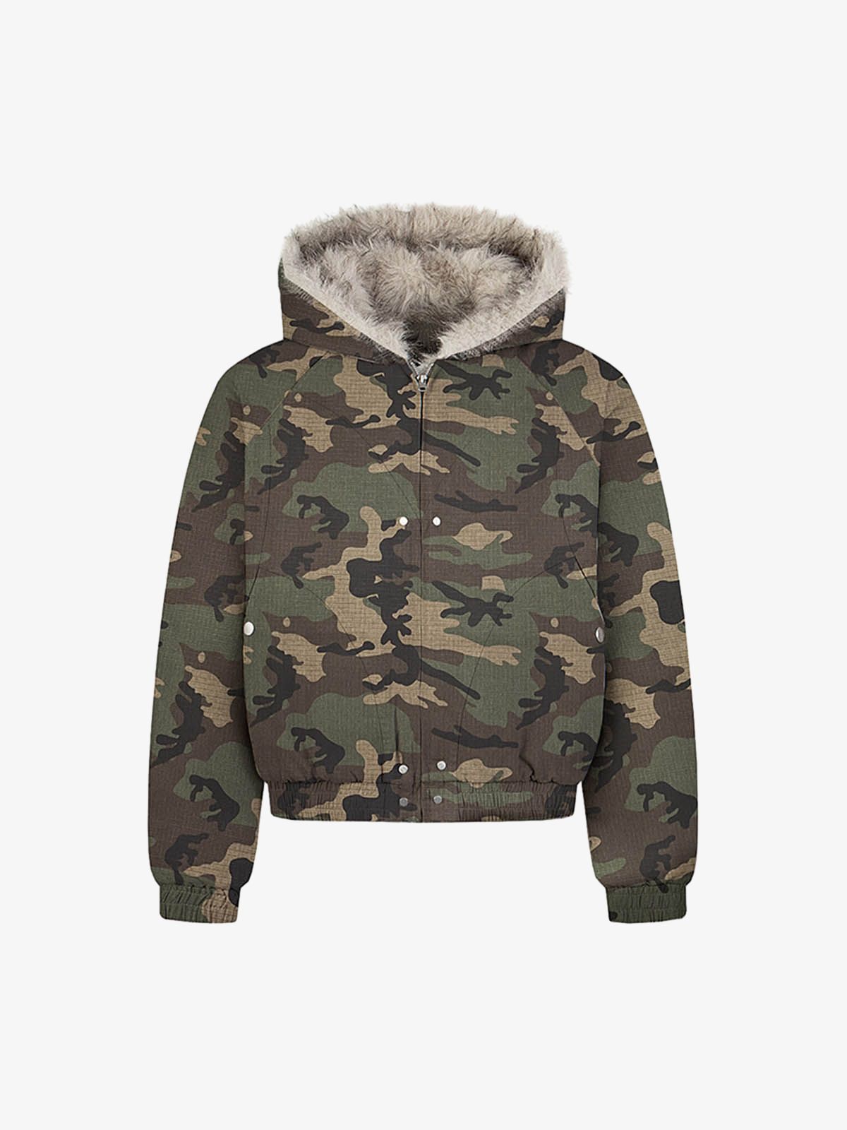 Patchwork Fur Hooded Quilted Jacket 
