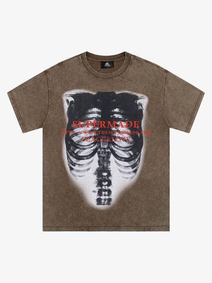 Thesupermade Skull Image Street Hip-Hop T-shirt - 2131 