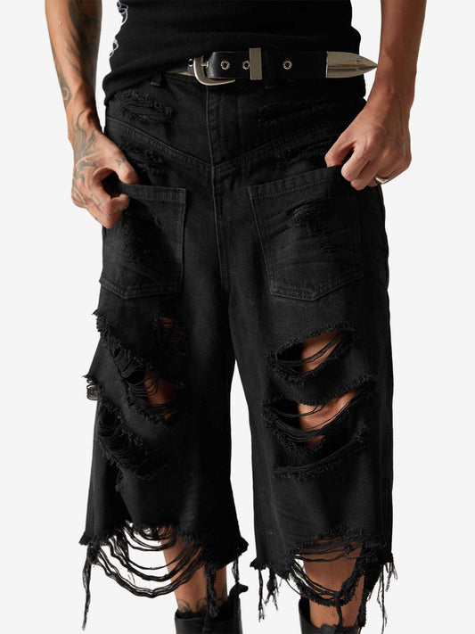 Washed RO Style Ripped Denim Jorts 