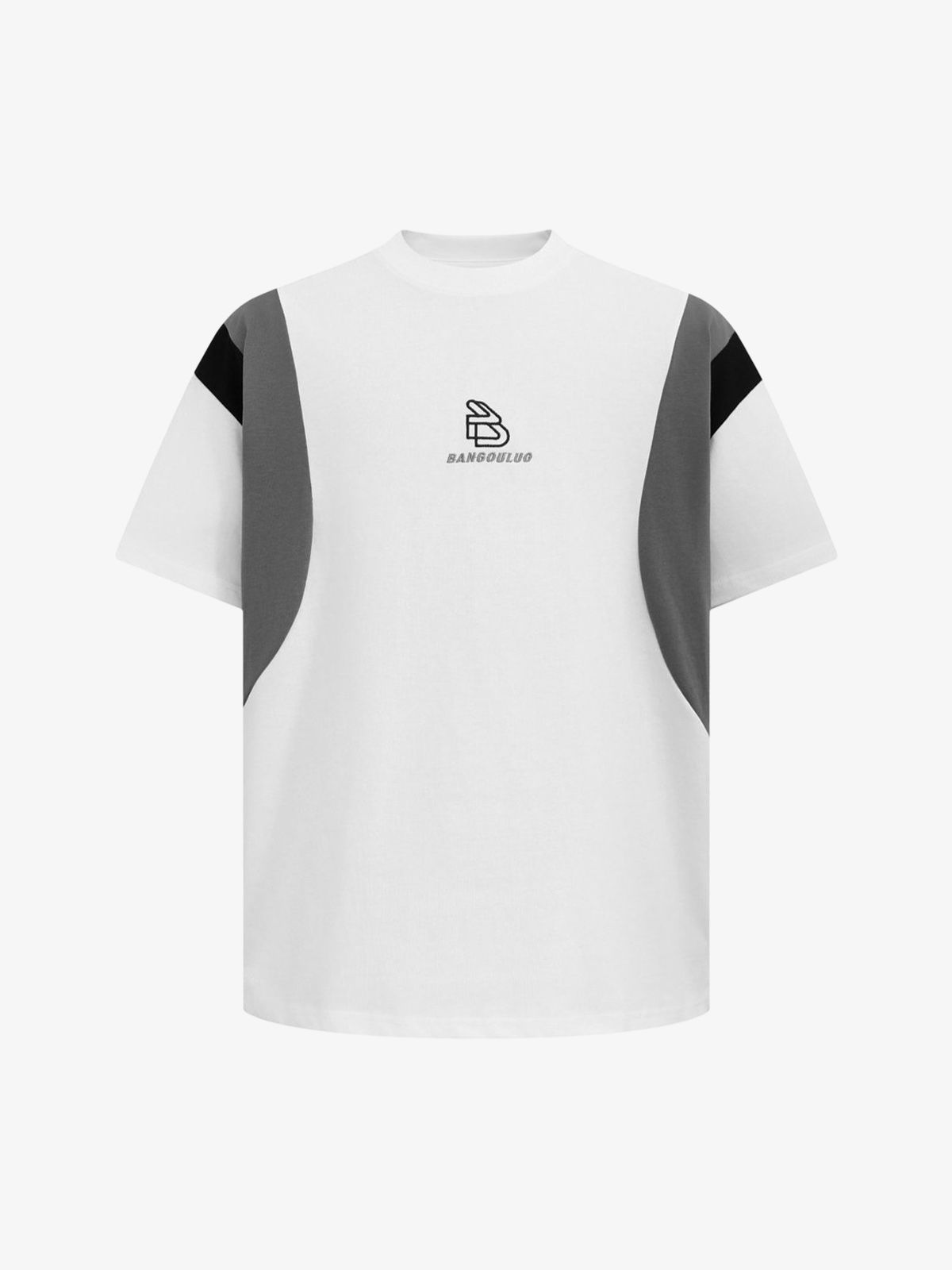 Retro Contrast Color Stitching Embroidered Letter Jersey T-shirt 