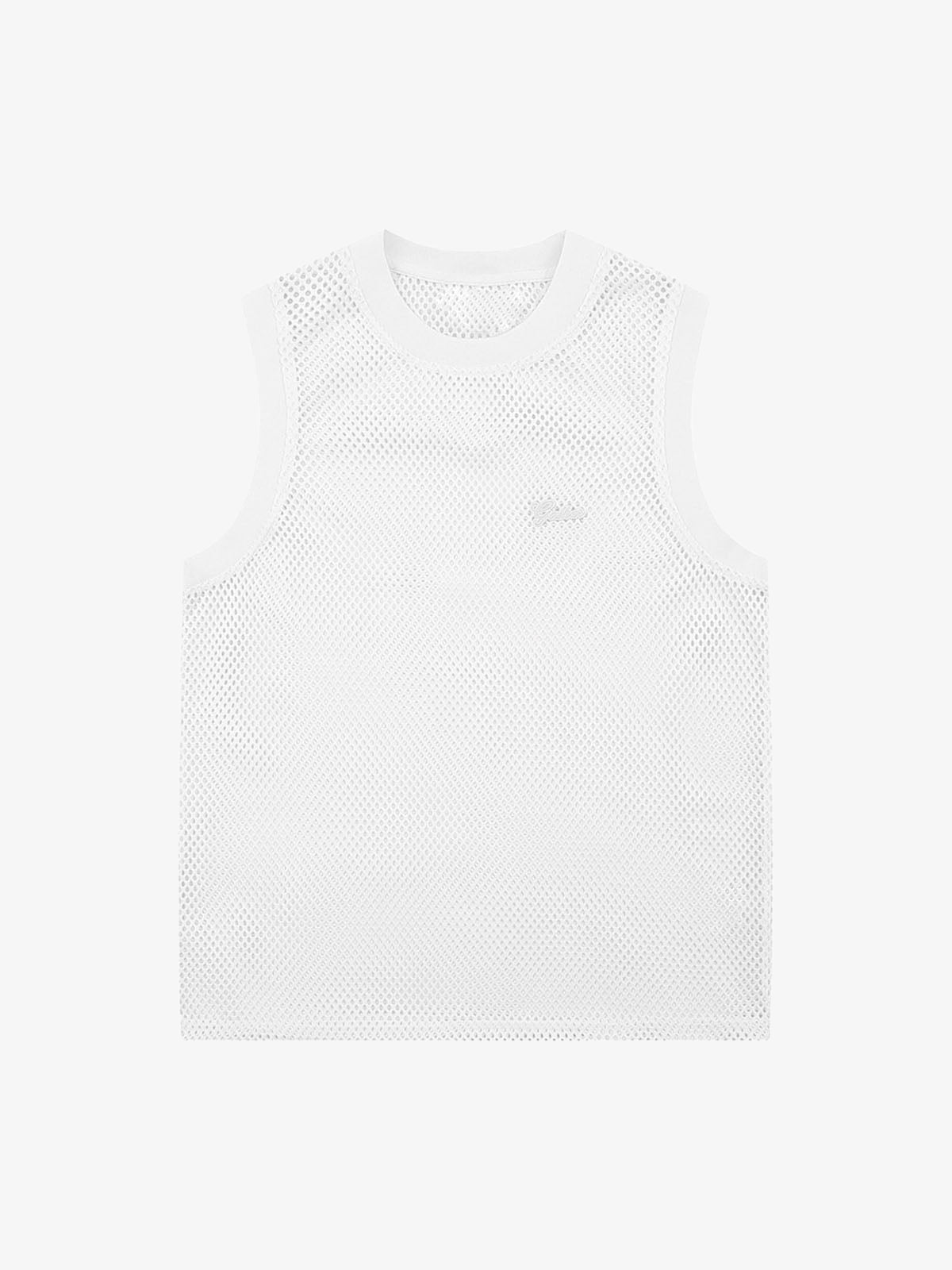 Hollow Sports Mesh Embroidered Letters Vest 