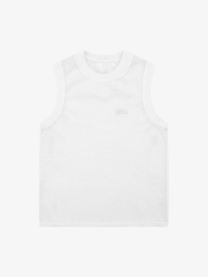 Hollow Sports Mesh Embroidered Letters Vest 