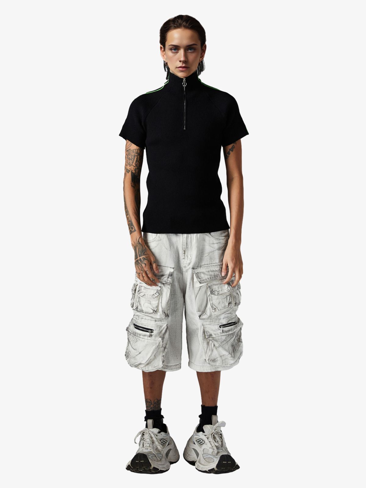 Retro Cleanfit Quarter Zip- Up T-Shirt 