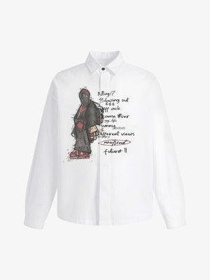Graphic Portrait Print Long-Sleeve Shirt 
