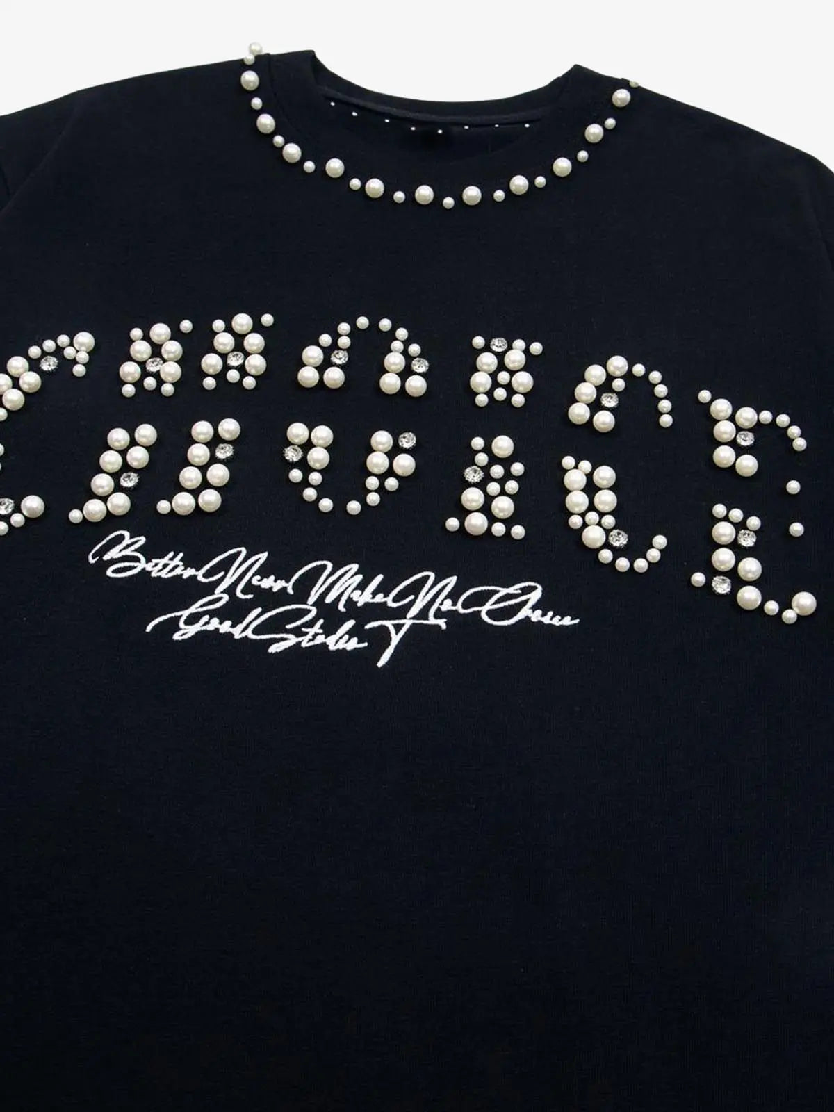 Elegant Pearl-Embellished Oversized T-Shirt 