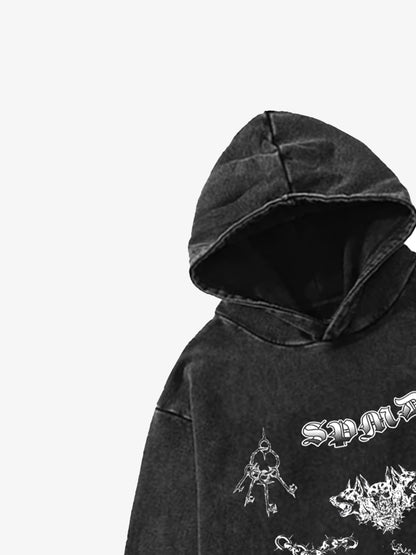 Thesupermade Distressed Gothic Insignia Print Sweatshirt 