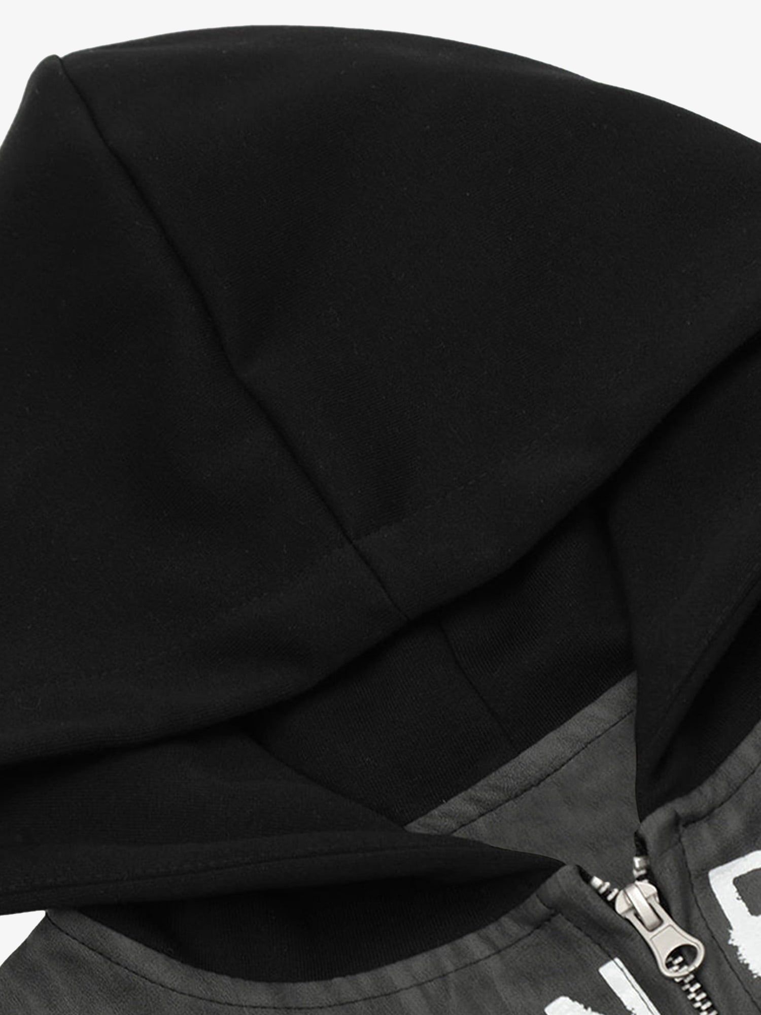 Patchwork Print Zip Up Hooded Jacket 