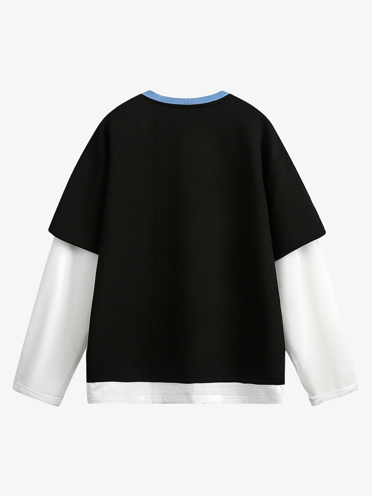 Faux Two-Piece Jersey Print Long Sleeve T-shirt - 2296 