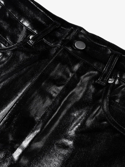 Thesupermade Glossy Patent Leather Flare Pants - 2396 