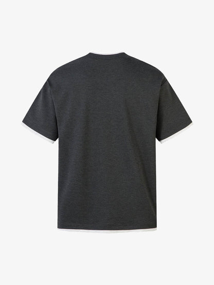 Contrast Color Stitching Faux Two-Piece T-shirt 