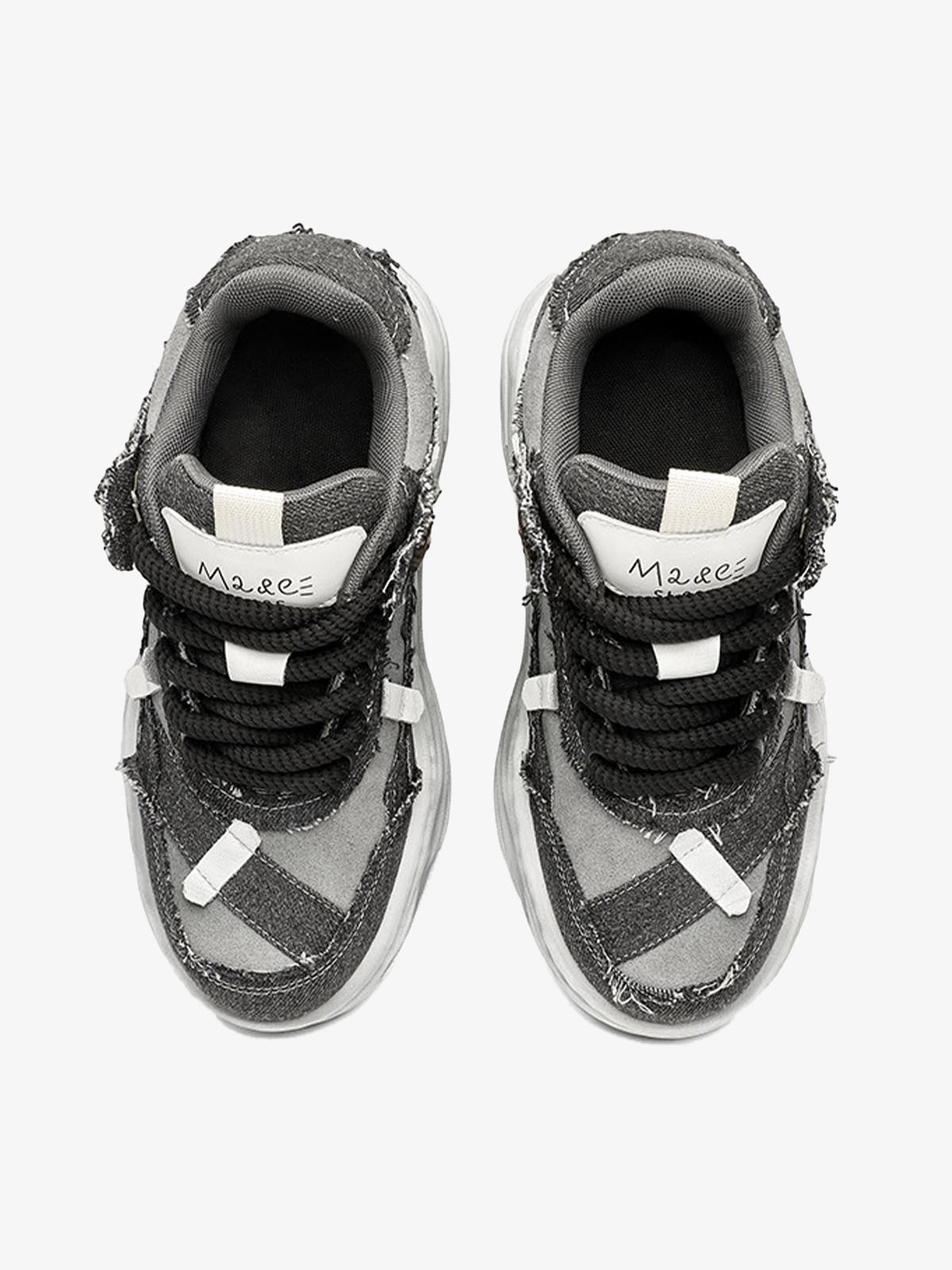 Distressed Deconstructed Split Whisker Platform Sneakers 