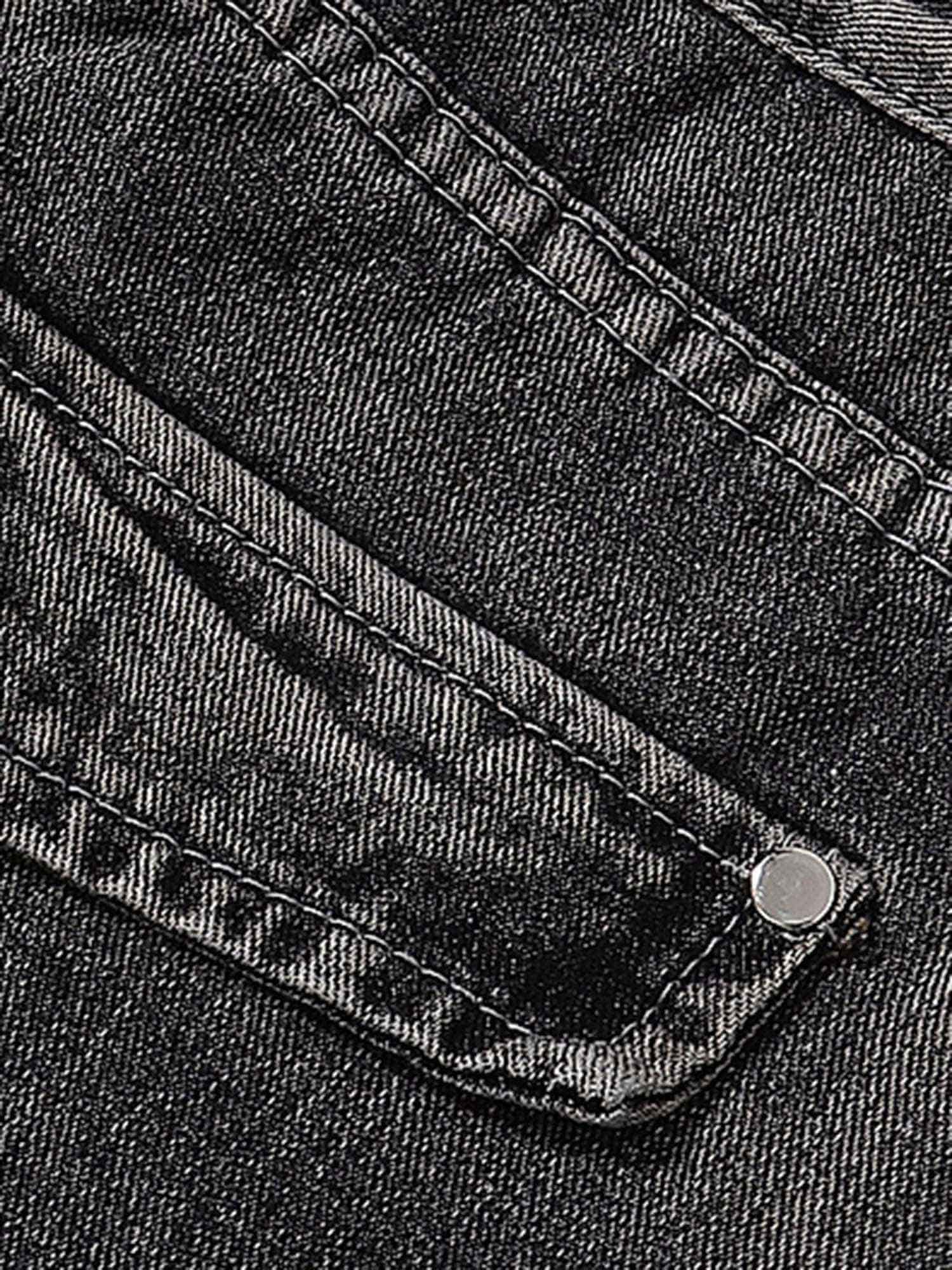 Wasteland Style Washed Distressed Pleated Flare Jeans 