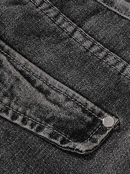 Wasteland Style Washed Distressed Pleated Flare Jeans 