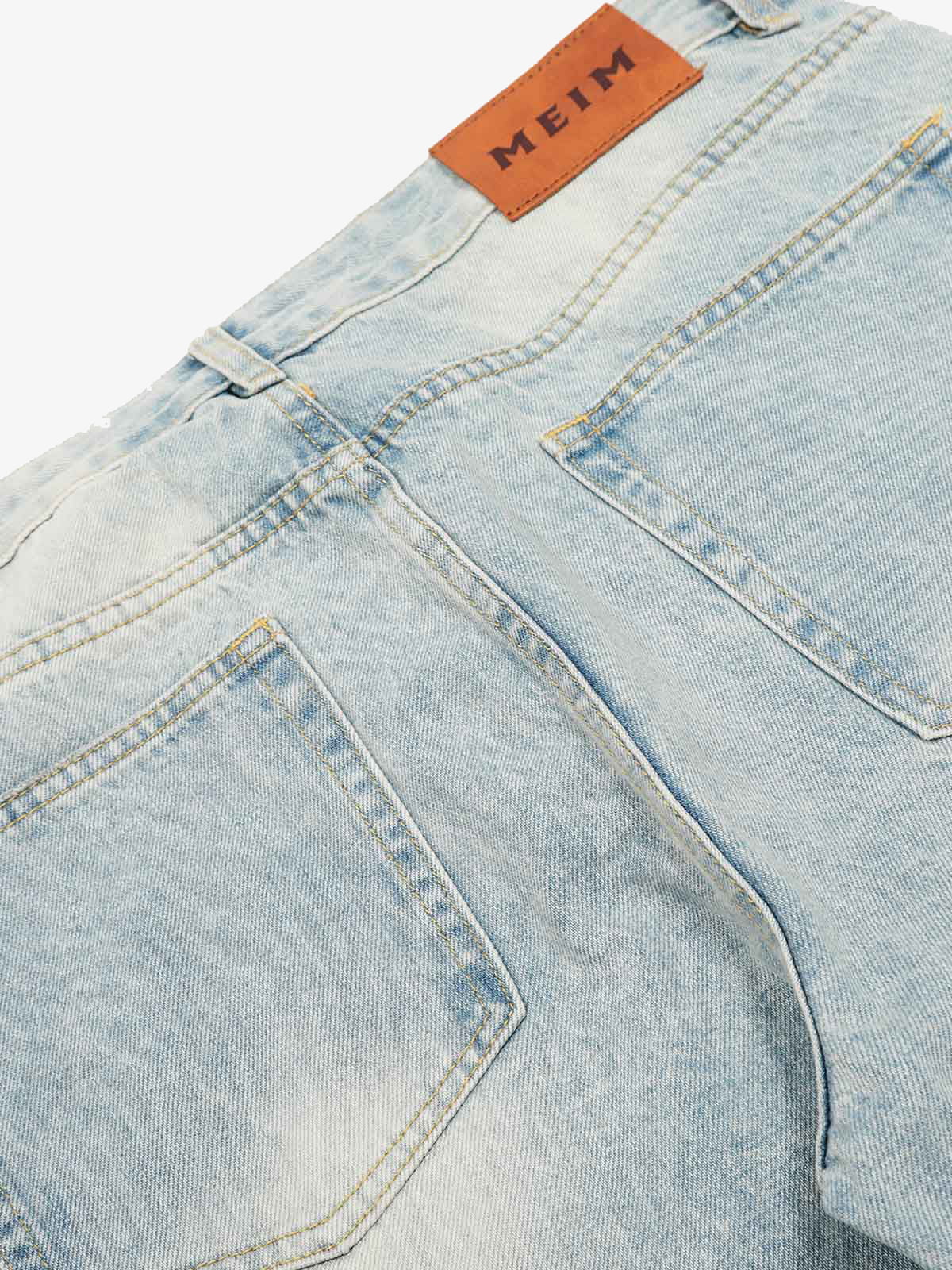 Washed Distressed Barrel Jeans 