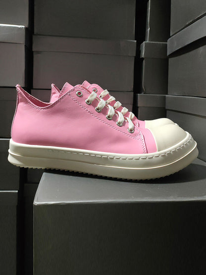 Street Pink Leather Low-Top Sneakers 