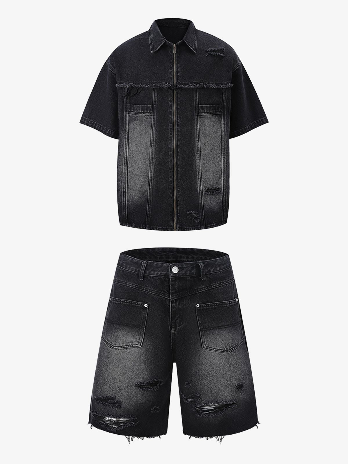 Ripped Denim Distressed Suit - 2460 