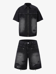 Ripped Denim Distressed Suit - 2460 