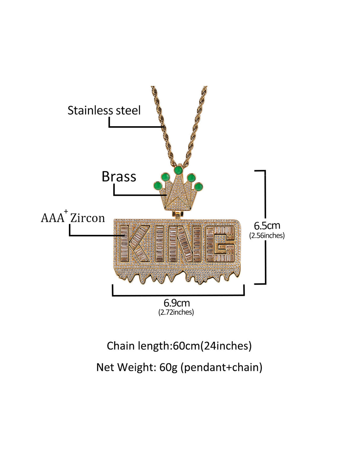 "KING" Crown Pendant Necklace 
